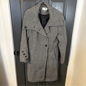 Cleo Gray Patterned Wool Blend Trench Coat